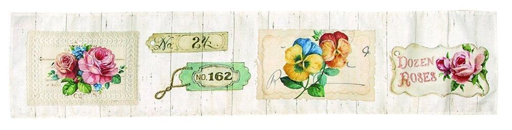 Manual Woodworkers Garden Flower Market Table Runner Cotton Floral Topper White
